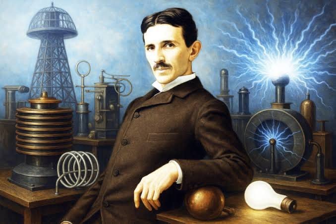 Nikola Tesla en su laboratorio